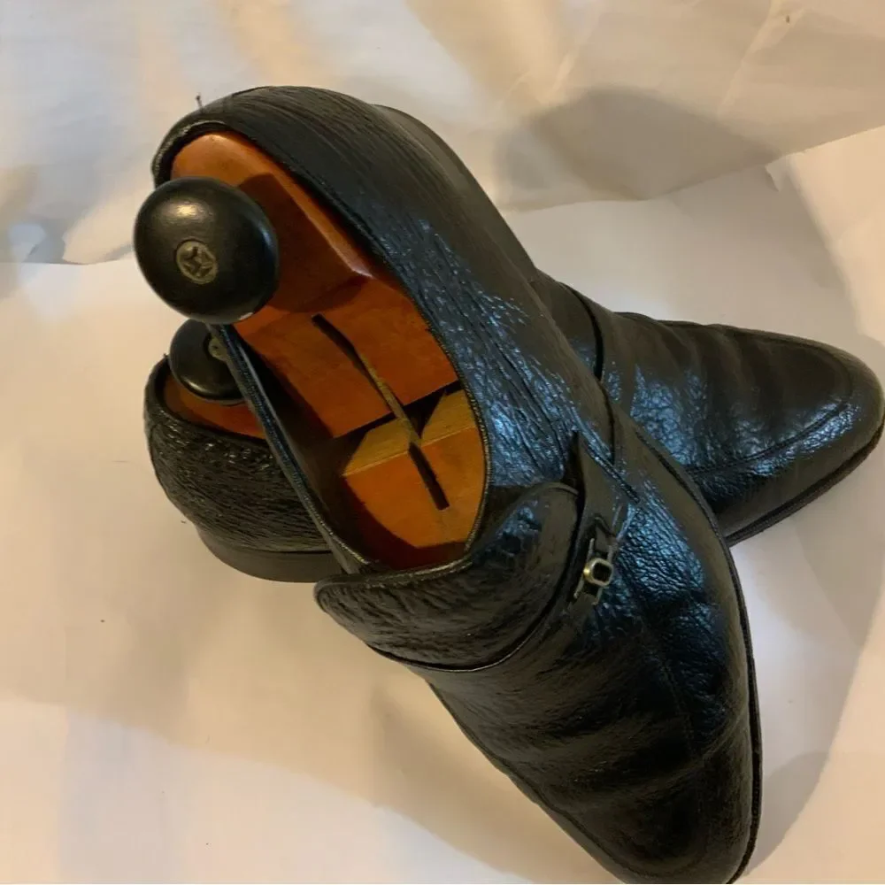 Rare Vintage D’Marco Mens Black Embossed Slip On Loafers Shoes US Sz 9.5M